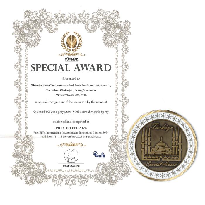 Special Award by Turkish Inventors Association (TÜMMİAD) - certificate & medal